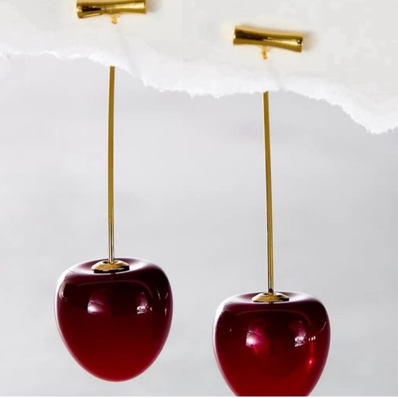 Anthropologie Cherry Red Earrings Jewelry Luxury - Picture 5 of 12
